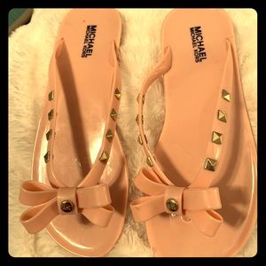 Little Girls Blush sandals with gold studs